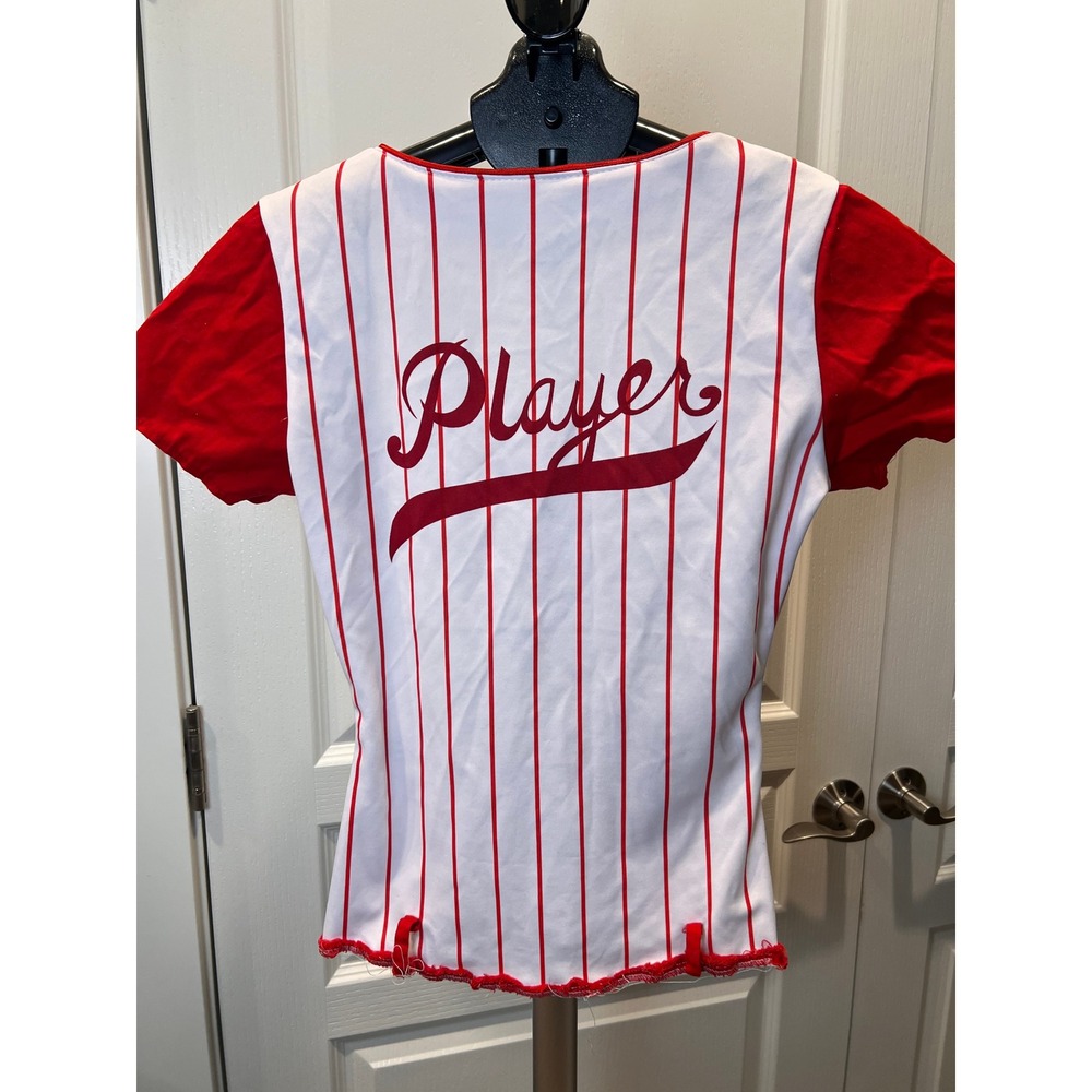 Baseball Costume Top Women S Pinstripe Player Y2K Sporty Halloween Varsity